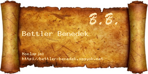 Bettler Benedek névjegykártya